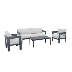 Made in Meubles Salon de jardin en aluminium gris foncé Loréa