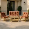 Made in Meubles Salon de jardin en rotin avec coussins terracotta Rattan