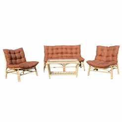Made in Meubles Salon de jardin en rotin avec coussins terracotta Rattan