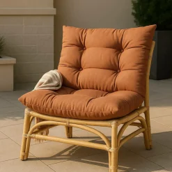 Made in Meubles Salon de jardin en rotin avec coussins terracotta Rattan
