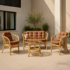 Made in Meubles Salon de jardin en rotin terracotta 4 places Rattan