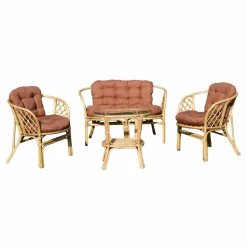 Made in Meubles Salon de jardin en rotin terracotta 4 places Rattan