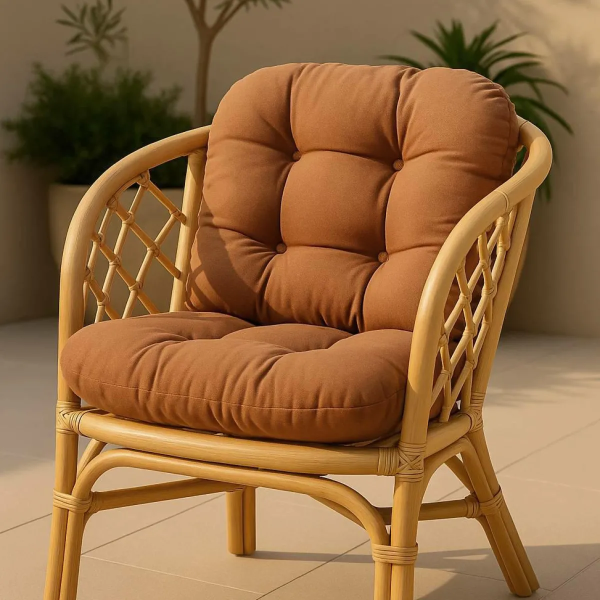 Made in Meubles Salon de jardin en rotin terracotta 4 places Rattan