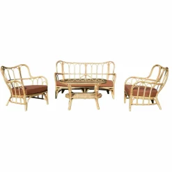 Made in Meubles Salon de jardin en rotin terracotta Rattan