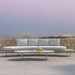 Made in Meubles Salon de jardin haricot en aluminium taupe Zion