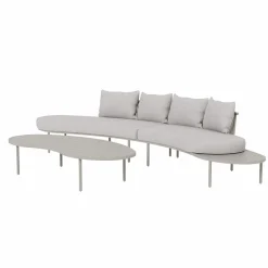 Made in Meubles Salon de jardin haricot en aluminium taupe Zion
