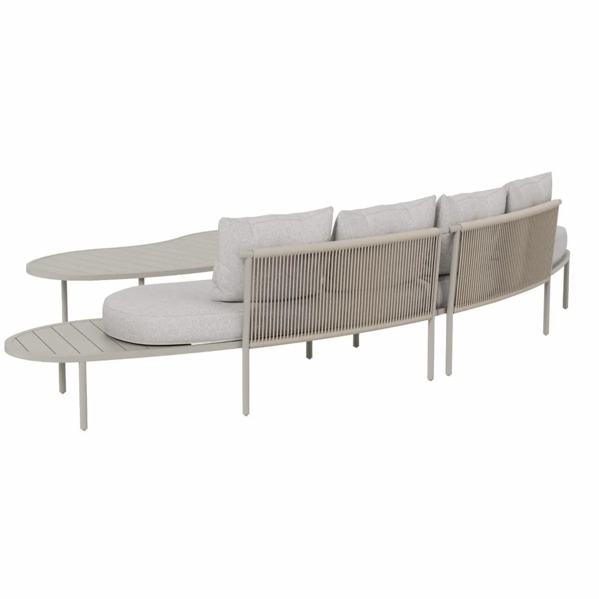 Made in Meubles Salon de jardin haricot en aluminium taupe Zion