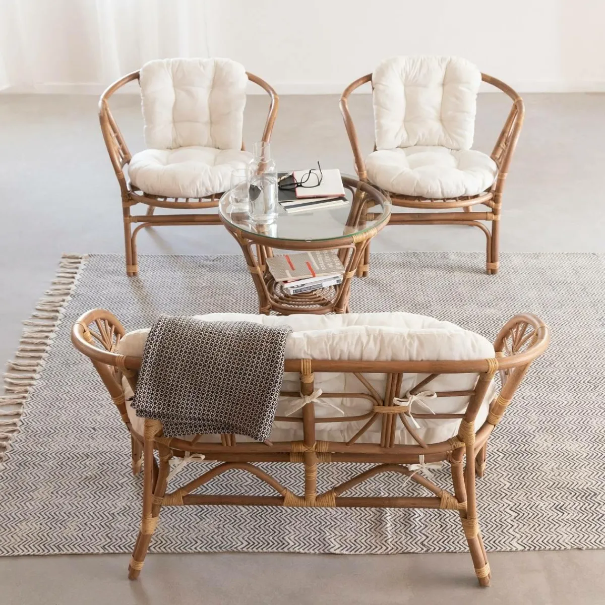 Made in Meubles Salon en rotin 4 places Rattan