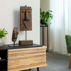 Made in Meubles Sculpture visage en bois Liséa