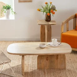 Made in Meubles Set de 2 tables basses en bois de manguier Tom