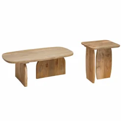 Made in Meubles Set de 2 tables basses en bois de manguier Tom