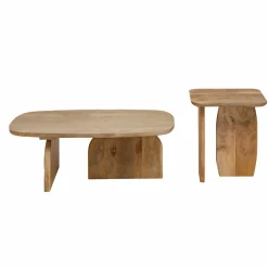 Made in Meubles Set de 2 tables basses en bois de manguier Tom
