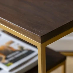 Made in Meubles Set de deux consoles en bois de manguier et métal Léon