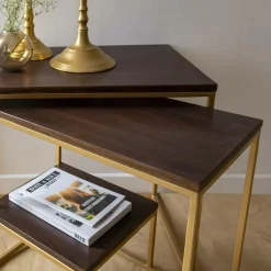 Made in Meubles Set de deux consoles en bois de manguier et métal Léon
