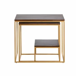 Made in Meubles Set de deux consoles en bois de manguier et métal Léon