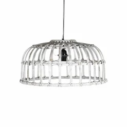 Made in Meubles Suspension blanche en bambou Rattan