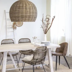 Made in Meubles Suspension boule en rotin Amael