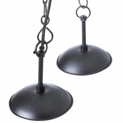 Made in Meubles Suspension striée en métal noir Luna