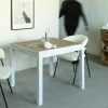 Made in Meubles Table à manger carrée en aluminium blanc Ayden