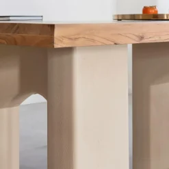 Made in Meubles Table à manger en bois d'acacia et pieds en bois effet béton Dalva