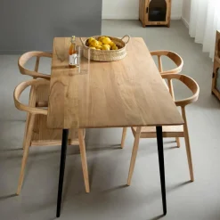 Made in Meubles Table à manger en bois d'acacia et métal Alan