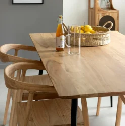 Made in Meubles Table à manger en bois d'acacia et métal Alan