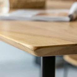 Made in Meubles Table à manger en bois d'acacia et métal Alan