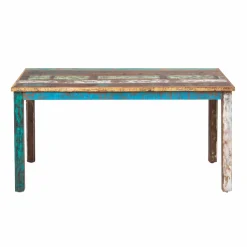 Made in Meubles Table à manger en bois recyclé coloré Ethnik
