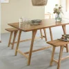 Made in Meubles Table à manger haute + 2 bancs en bois d'acacia Orane