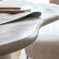 Made in Meubles Table à manger nuage en bois effet béton blanc Thomas