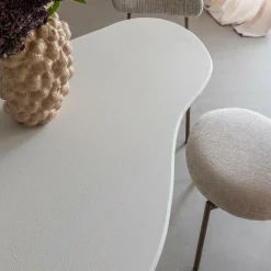 Made in Meubles Table à manger nuage en bois effet béton blanc Thomas