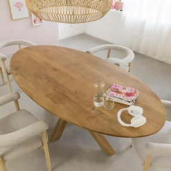 Made in Meubles Table à manger ovale en bois de manguier Maloé