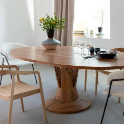 Made in Meubles Table à manger ovale en bois d'acacia 220 cm Sauge