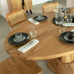 Made in Meubles Table à manger ovale en bois d'acacia 175 cm Sauge