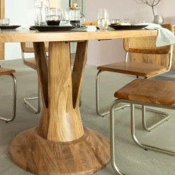 Made in Meubles Table à manger ovale en bois d'acacia 175 cm Sauge