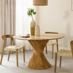 Made in Meubles Table à manger ronde en bois d'acacia Orane