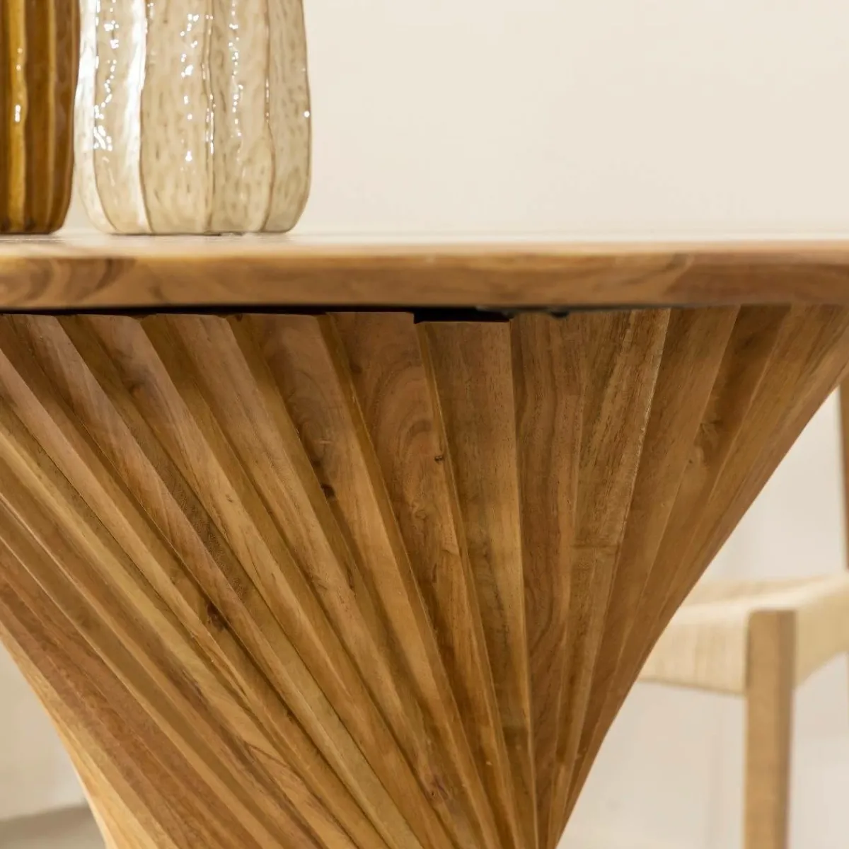 Made in Meubles Table à manger ronde en bois d'acacia Orane