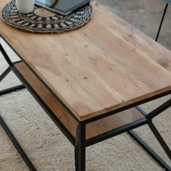 Made in Meubles Table basse à  double plateau en bois d'acacia Flavia