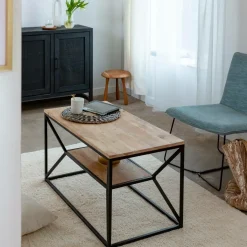 Made in Meubles Table basse à  double plateau en bois d'acacia Flavia