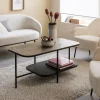 Made in Meubles Table basse avec plateau en aluminium doré et métal noir Victoria