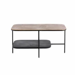 Made in Meubles Table basse avec plateau en aluminium doré et métal noir Victoria