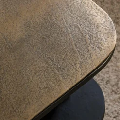Made in Meubles Table basse avec plateau en aluminium doré et métal noir Victoria