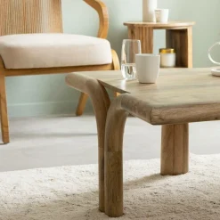 Made in Meubles Table basse carré en bois de manguier Zola