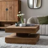 Made in Meubles Table basse carrée à double plateau en bois recyclé Blaise