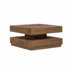 Made in Meubles Table basse carrée à double plateau en bois recyclé Blaise