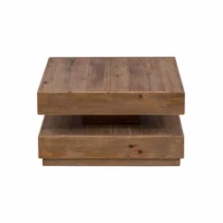 Made in Meubles Table basse carrée à double plateau en bois recyclé Blaise