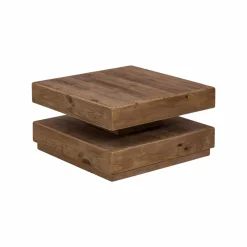 Made in Meubles Table basse carrée à double plateau en bois recyclé Blaise