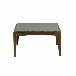 Made in Meubles Table basse carrée en bois de manguier et marbre noir Ilithe