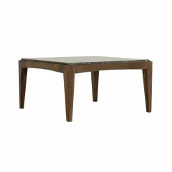 Made in Meubles Table basse carrée en bois de manguier et marbre noir Ilithe