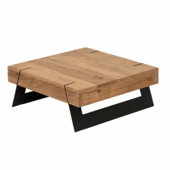 Made in Meubles Table basse carrée en bois d'acacia et métal Cassius